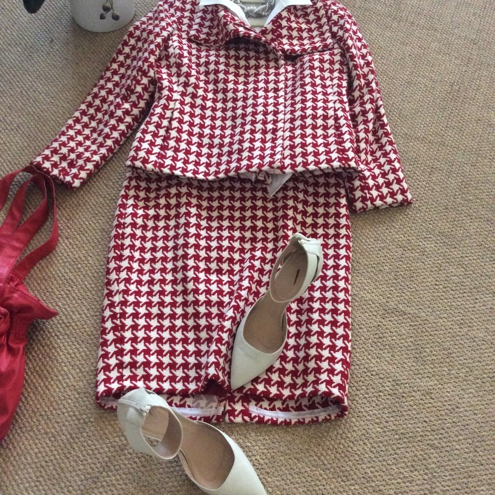 Talbots Red & White Gingham Suit Sz 10 - Picture 8 of 8